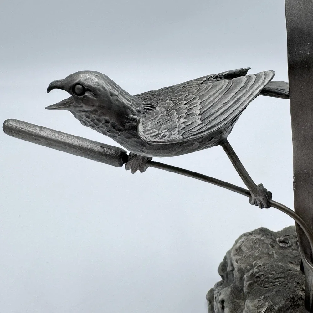 VTG Pewter Gilroy Roberts Red-Winged Blackbirds Sculpture 1978 Franklin Mint 7